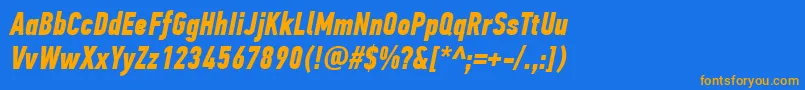 PfdintextcompproBolditalic Font – Orange Fonts on Blue Background