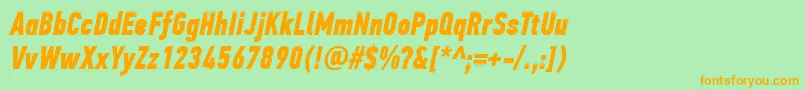 PfdintextcompproBolditalic Font – Orange Fonts on Green Background
