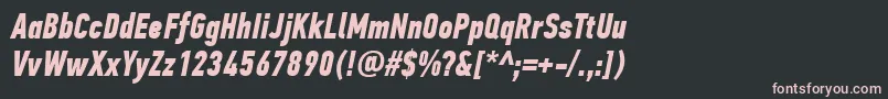 PfdintextcompproBolditalic-fontti – vaaleanpunaiset fontit mustalla taustalla