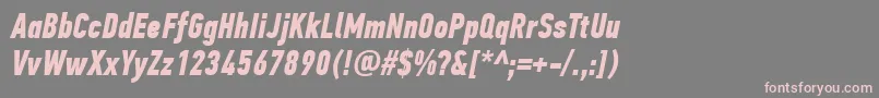 PfdintextcompproBolditalic-fontti – vaaleanpunaiset fontit harmaalla taustalla