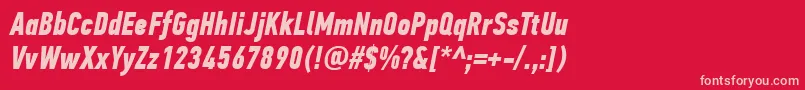 PfdintextcompproBolditalic-fontti – vaaleanpunaiset fontit punaisella taustalla