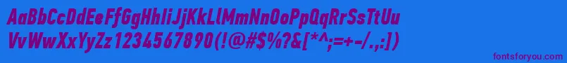 PfdintextcompproBolditalic Font – Purple Fonts on Blue Background