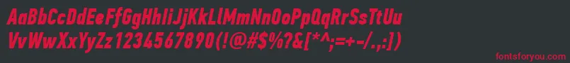 Fonte PfdintextcompproBolditalic – fontes vermelhas em um fundo preto