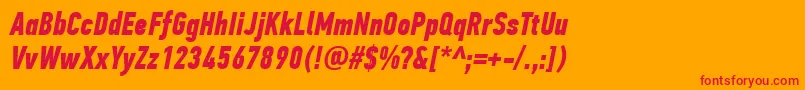 PfdintextcompproBolditalic Font – Red Fonts on Orange Background