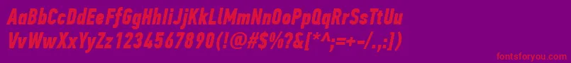 フォントPfdintextcompproBolditalic – 紫の背景に赤い文字
