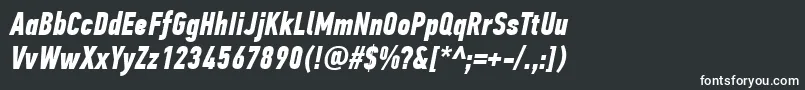PfdintextcompproBolditalic-fontti – valkoiset fontit mustalla taustalla