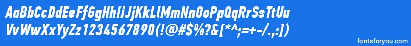 PfdintextcompproBolditalic-fontti – valkoiset fontit sinisellä taustalla
