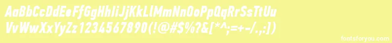 PfdintextcompproBolditalic Font – White Fonts on Yellow Background