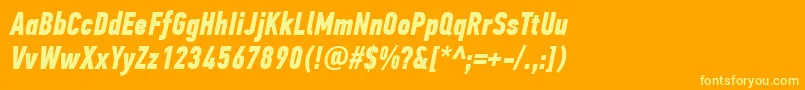 フォントPfdintextcompproBolditalic – オレンジの背景に黄色の文字