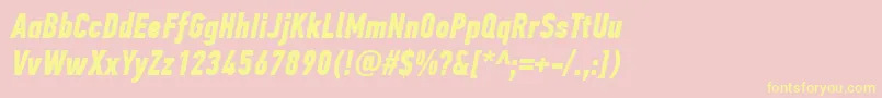PfdintextcompproBolditalic-fontti – keltaiset fontit vaaleanpunaisella taustalla