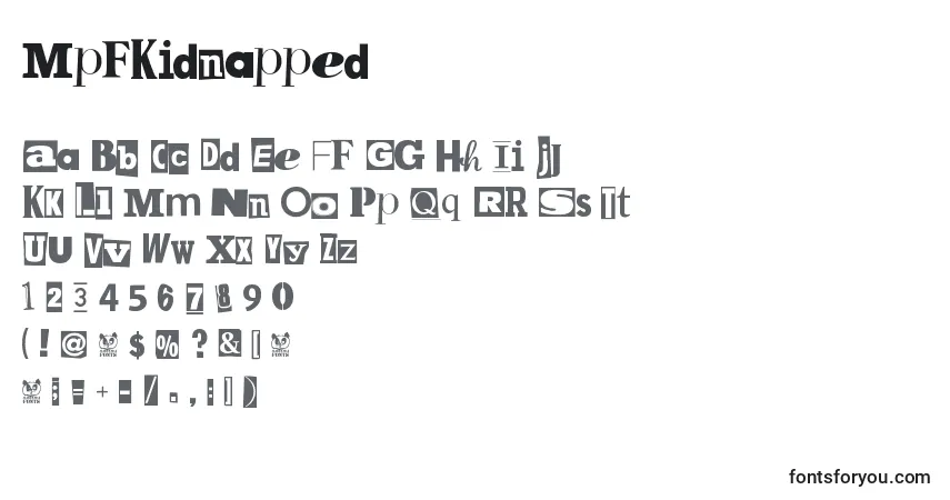 A fonte MpfKidnapped – alfabeto, números, caracteres especiais