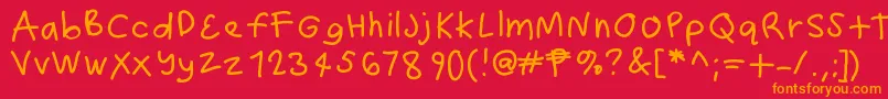 Hundrighting Font – Orange Fonts on Red Background