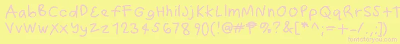 Hundrighting Font – Pink Fonts on Yellow Background