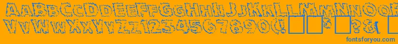 JulyFourthNormal-Schriftart – Blaue Schriften auf orangefarbenem Hintergrund