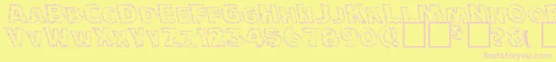 JulyFourthNormal-Schriftart – Rosa Schriften auf gelbem Hintergrund