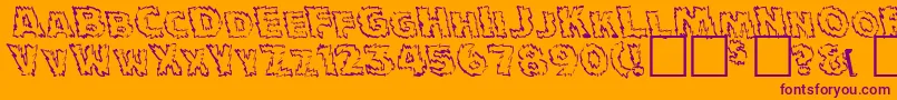 JulyFourthNormal-Schriftart – Violette Schriften auf orangefarbenem Hintergrund