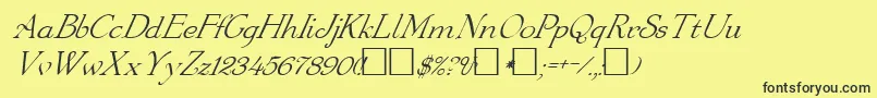 フォントFzRoman16Italic – 黒い文字の黄色い背景