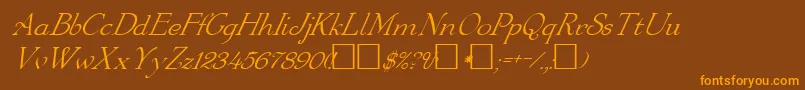 FzRoman16Italic Font – Orange Fonts on Brown Background