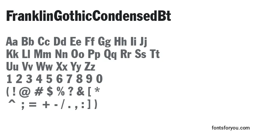 A fonte FranklinGothicCondensedBt – alfabeto, números, caracteres especiais