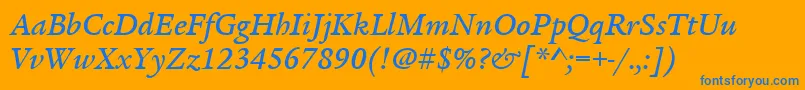 ItcLegacySerifLtMediumItalic Font – Blue Fonts on Orange Background