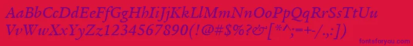 ItcLegacySerifLtMediumItalic Font – Purple Fonts on Red Background