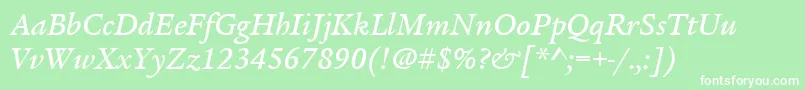 ItcLegacySerifLtMediumItalic Font – White Fonts on Green Background