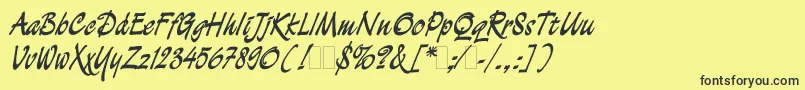 Demianc-Schriftart – Schwarze Schriften auf gelbem Hintergrund
