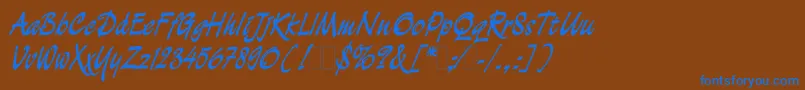 Demianc Font – Blue Fonts on Brown Background