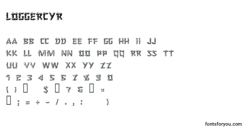 Schriftart LoggerCyr – Alphabet, Zahlen, spezielle Symbole