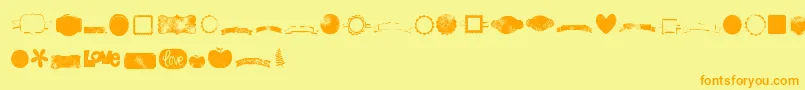 Kgflavorandframesseven-Schriftart – Orangefarbene Schriften auf gelbem Hintergrund