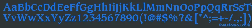 CaxtonLtBold-fontti – siniset fontit mustalla taustalla