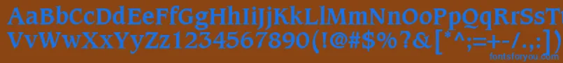 Czcionka CaxtonLtBold – niebieskie czcionki na brązowym tle
