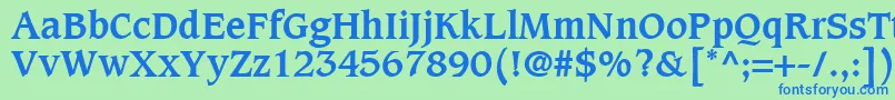 CaxtonLtBold-fontti – siniset fontit vihreällä taustalla