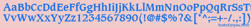CaxtonLtBold-fontti – siniset fontit vaaleanpunaisella taustalla