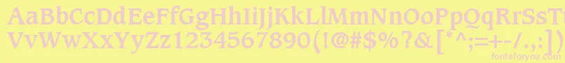 Czcionka CaxtonLtBold – różowe czcionki na żółtym tle