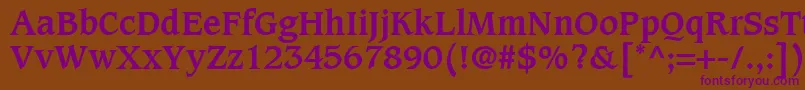 Czcionka CaxtonLtBold – fioletowe czcionki na brązowym tle