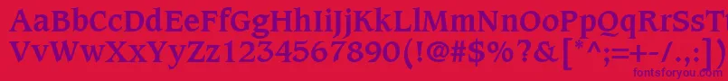 CaxtonLtBold-fontti – violetit fontit punaisella taustalla