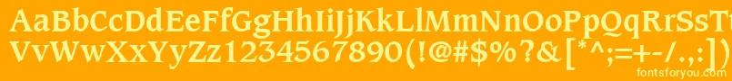 CaxtonLtBold-fontti – keltaiset fontit oranssilla taustalla
