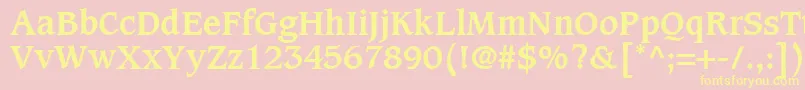 CaxtonLtBold-fontti – keltaiset fontit vaaleanpunaisella taustalla