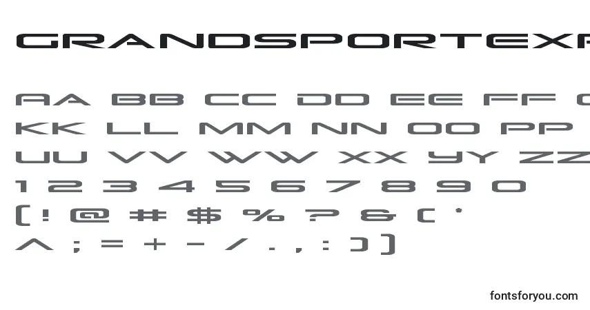 Czcionka Grandsportexpand – alfabet, cyfry, specjalne znaki