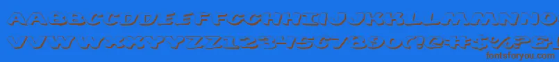 Diegocon3D-Schriftart – Braune Schriften auf blauem Hintergrund