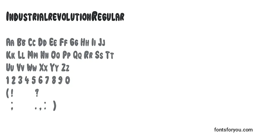 Czcionka IndustrialrevolutionRegular – alfabet, cyfry, specjalne znaki
