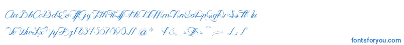 OphРІliaScript-Schriftart – Blaue Schriften auf weißem Hintergrund