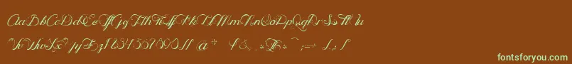 OphРІliaScript Font – Green Fonts on Brown Background