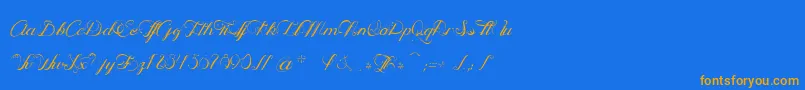 OphРІliaScript-Schriftart – Orangefarbene Schriften auf blauem Hintergrund