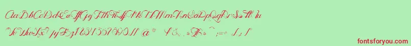 OphРІliaScript-Schriftart – Rote Schriften auf grünem Hintergrund