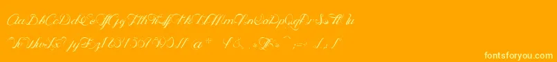 OphРІliaScript-Schriftart – Gelbe Schriften auf orangefarbenem Hintergrund