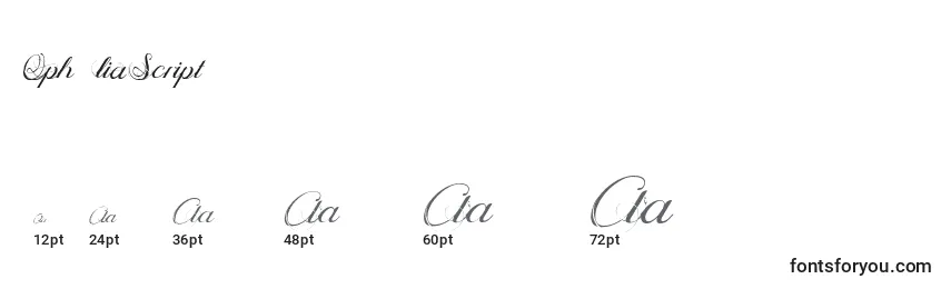 Размеры шрифта OphРІliaScript