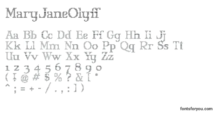 A fonte MaryJaneOlyff – alfabeto, números, caracteres especiais