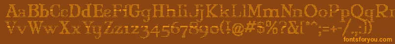 フォントMaryJaneOlyff – オレンジ色の文字が茶色の背景にあります。